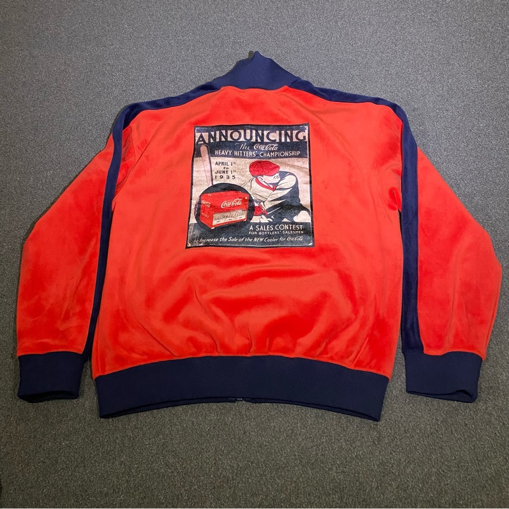Vintage COCA COLA Velour Zip Up Jacket Sweatshirt Sz Small fits Medium to Large